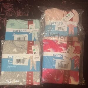 Carter's Cozy Fleece Pajama Set - Pink, Gray, and Green